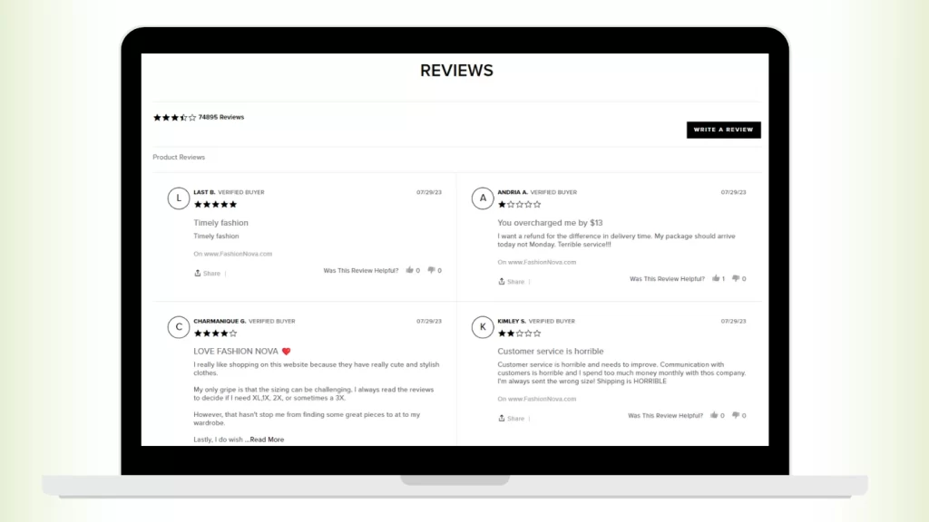 FashionNOVA Store Reviews